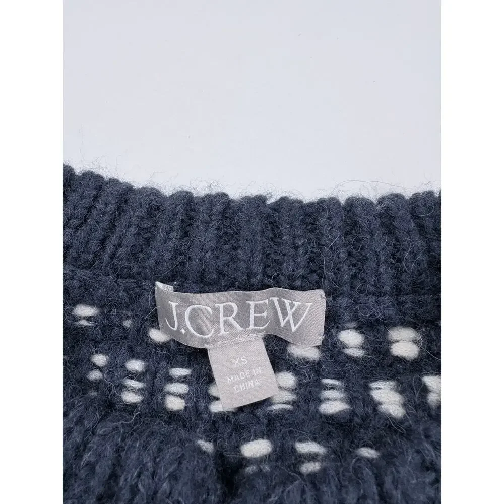 Quiet Luxury Preppy J.Crew Alpaca Wool Gold Button Cardigan Jacket Navy XS